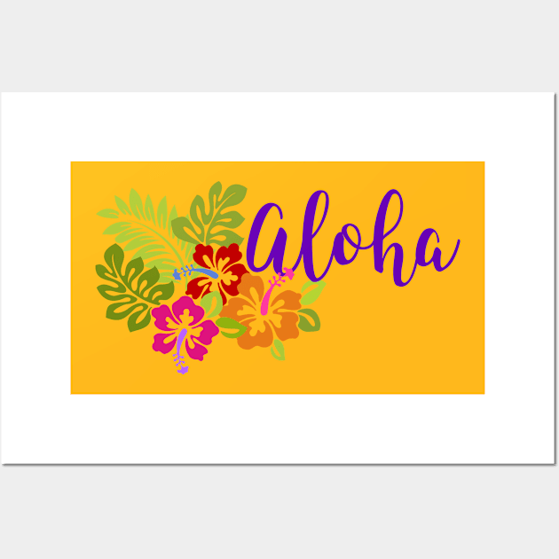 Tropical Aloha Hibiscus Bouquet Wall Art by EDDArt